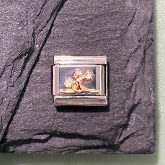 Red Cheerleader Italian Charm Bracelet Link - Picture 1 of 1